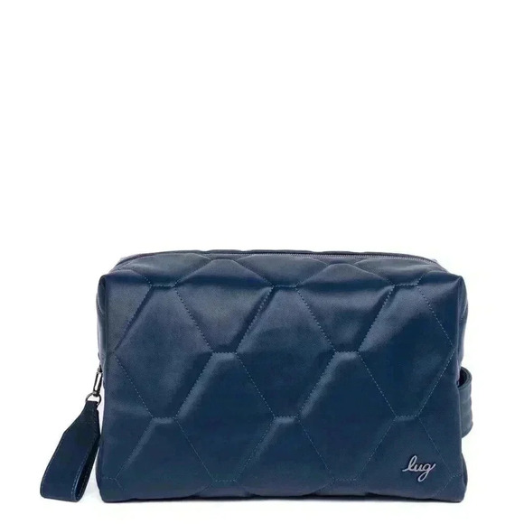 Lug Handbags - LUG Bumper Satin Luxe VL (Vegan Leather) Cosmetic Case / Toiletry Case - Indigo
